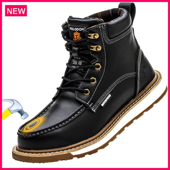 Men's Steel Toe Work Boots Waterproof Non-Slip Safety Construction